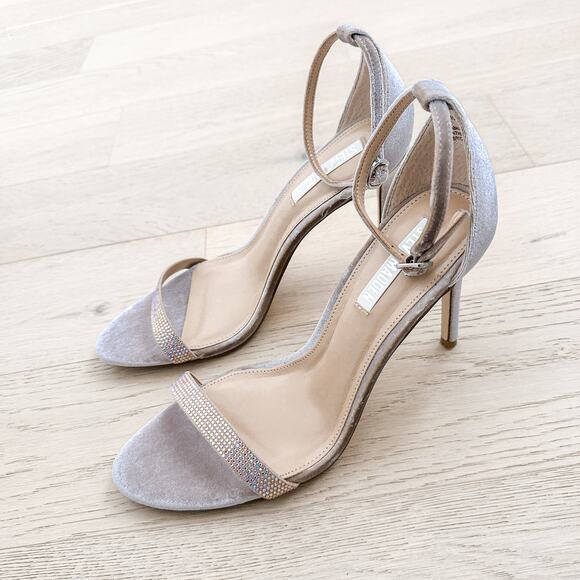 Steve Madden Sandal Womens 9.5 Tecy Velvet Rhinestone Heeled Glam Event Wedding‎ - Picture 2 of 9